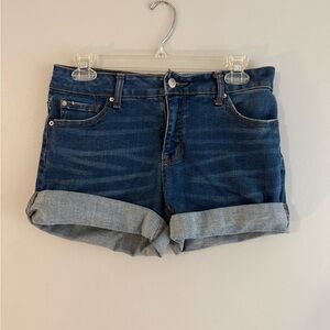 Dark Blue Denim Roll-Cuff Women’s Shorts